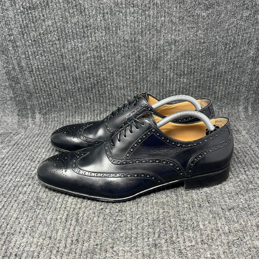 Brooks Brothers MacArthur Wingtip Oxford Black Leather Dress Shoes Mens 10 Italy - Picture 3 of 8